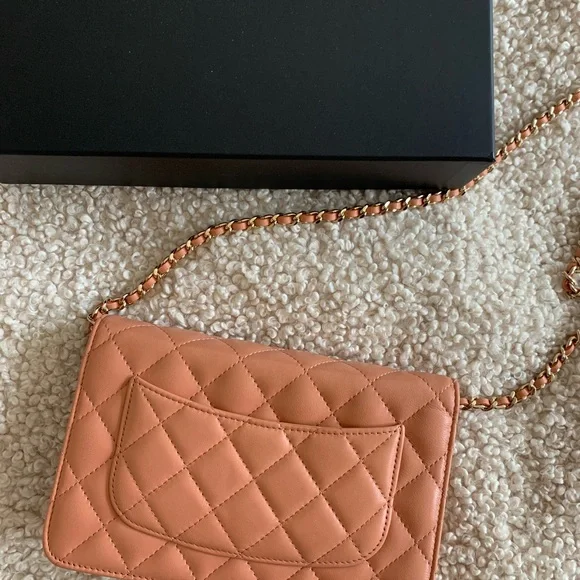 CHANEL Classic Wallet On Chain WOC in Salmon Beige Lambskin Leather - Picture 16 of 16